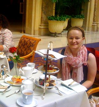 Kate Kendall at High Tea at the Palace Hotel, San Francisco