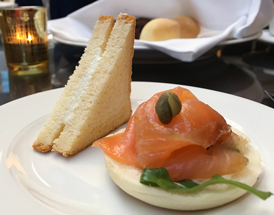 Millawa ashed goats cheese with rooftop honey sandwich and smoked salmon bagel