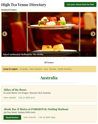 How the Sponsored Venue Listing appears in the Directory.