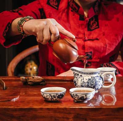 Cambodian banquet and traditional Chinese tea ceremony