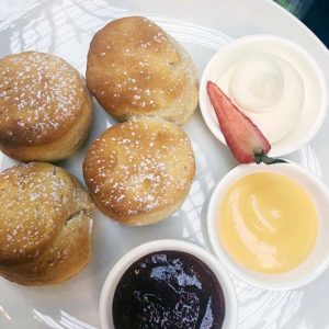 Buttermilk scones with Darbo jams, lemon curd, double cream and