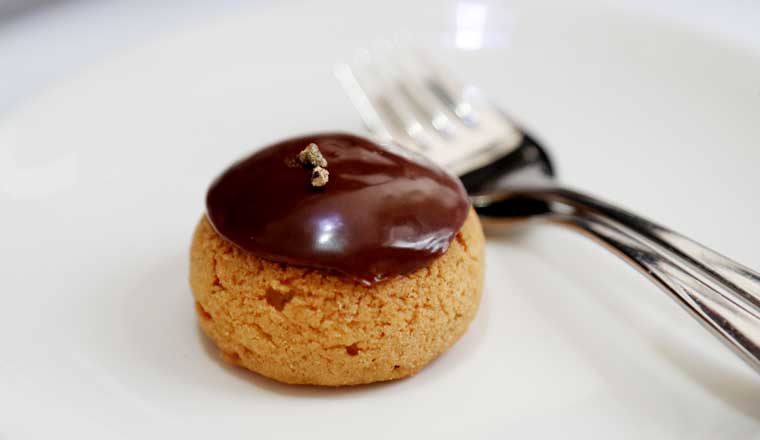 Choux pastry round filled with chocolate cream