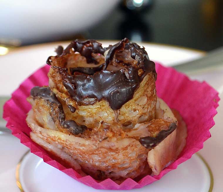 Chocolate-Coated Raspberry Crepe Rose