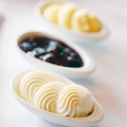 Butter, cream and jam