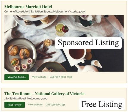 How the Sponsored & Free Listings appear
