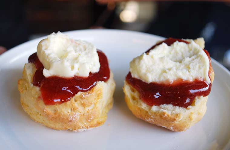 Buttermilk scones with clotted cream and home-made preserves