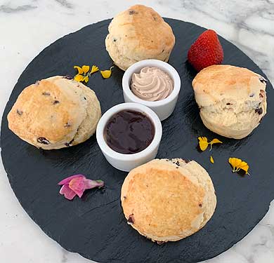 Scones with jam and cream Scones with jam and cream
