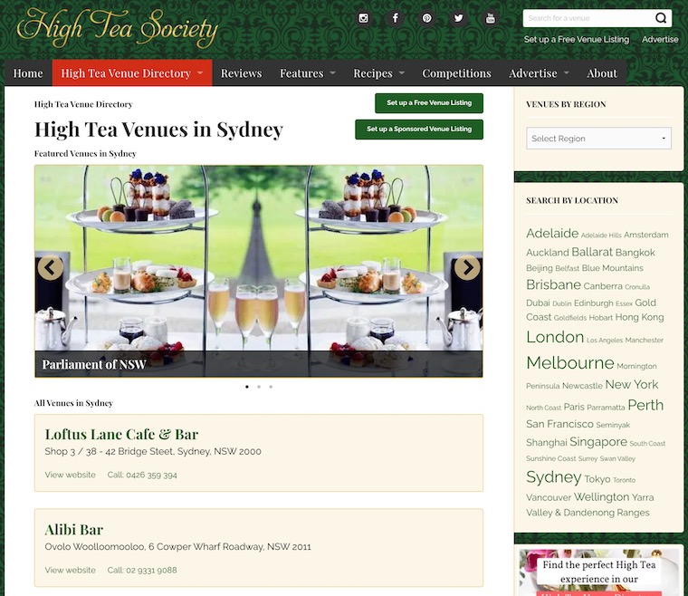 High Tea Society Venue Directory