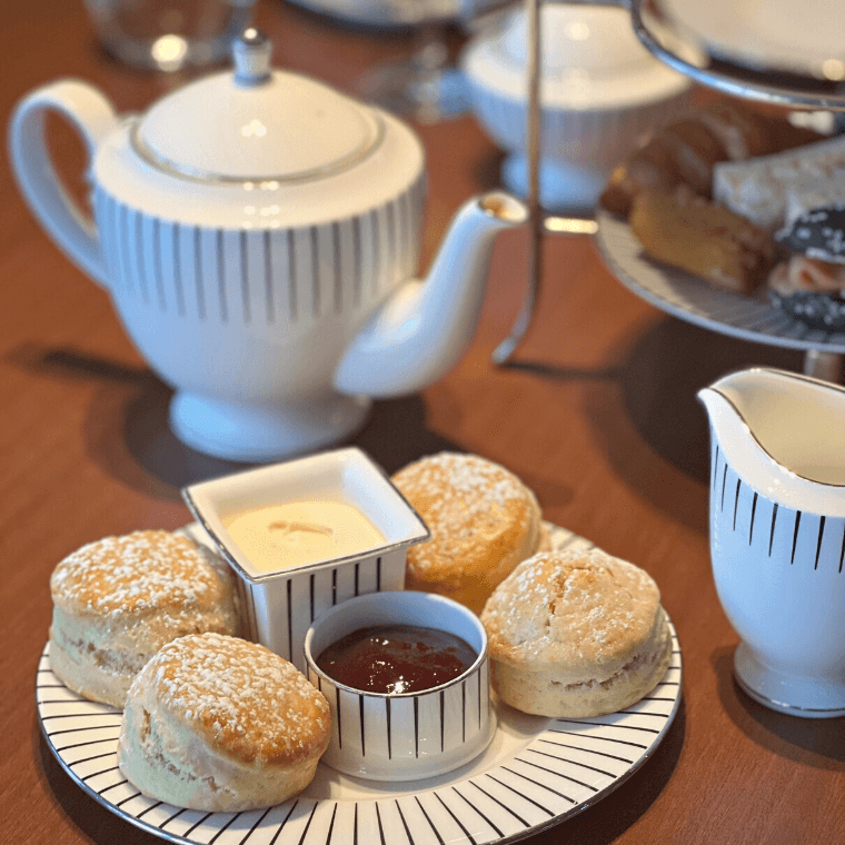 Scones with jam and cream