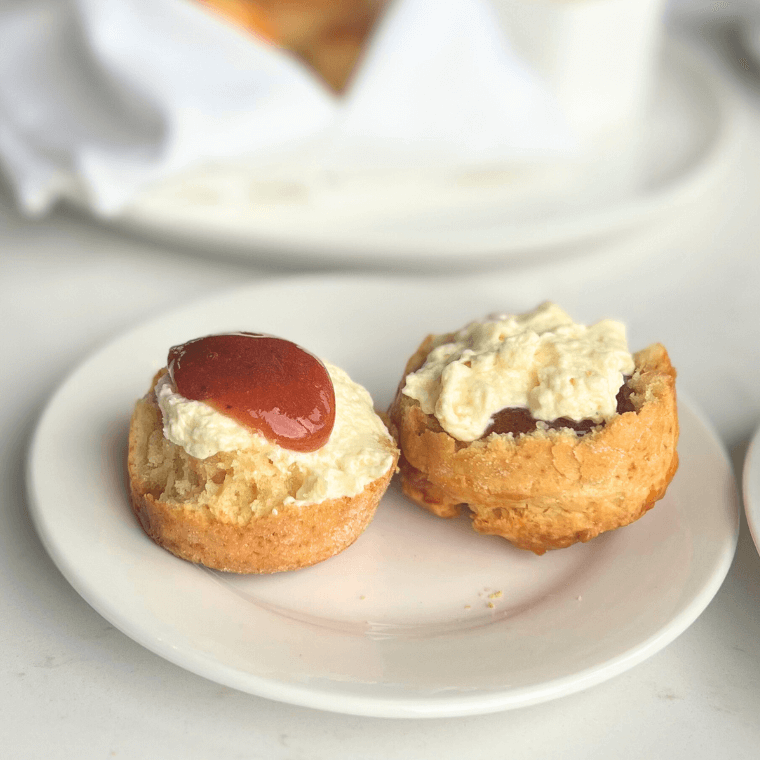 Buttermilk scones with strawberry jam and chantilly cream