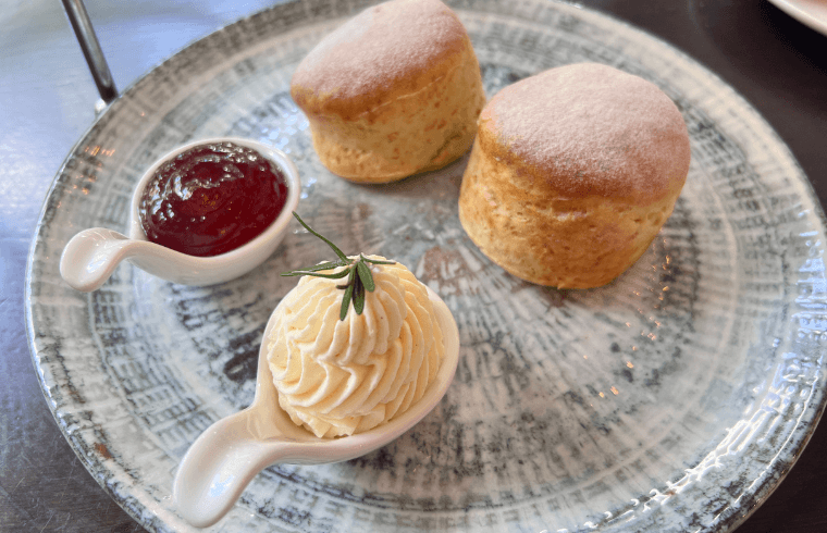 Scones with jam and cream