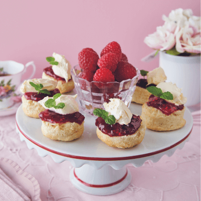 Little Scones with Raspberries & Clotted Cream