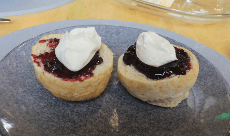 Scones with jam and cream