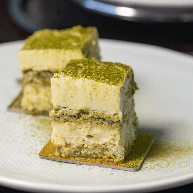 Green tea-soaked Ladyfingers, Matcha Mascarpone layers