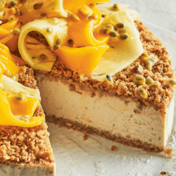 Ban-almond double crunch cheesecake with tropical fruits Photography credit: Rochelle Eagle