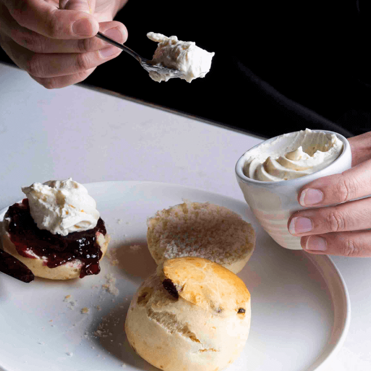Scones with jam and cream