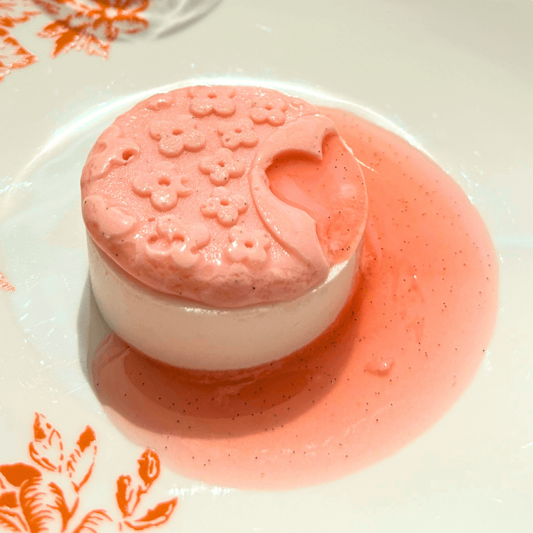 Freshly prepared Dolce Vita Ice Cream with Strawberry wafer