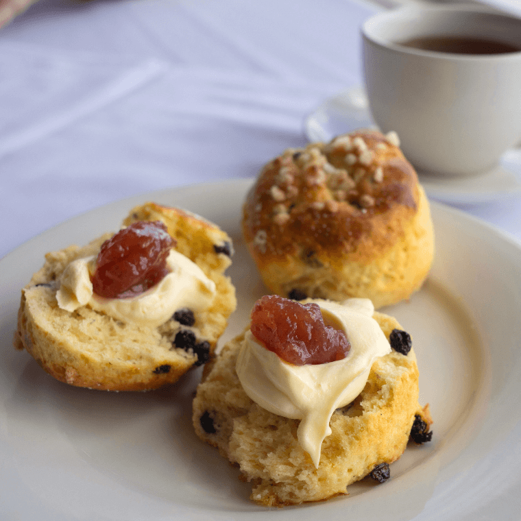 Scones with jam and cream