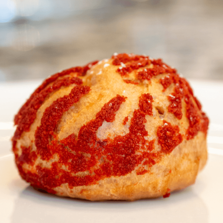 Raspberry custard choux