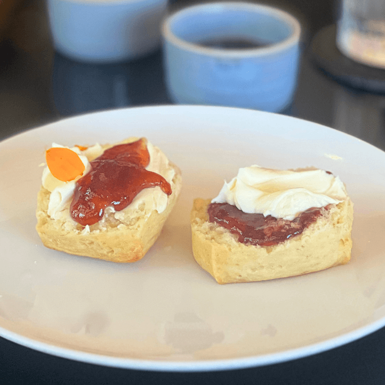 Scones with jam and cream