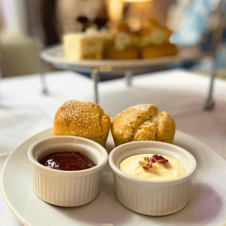 Scones with jam and cream