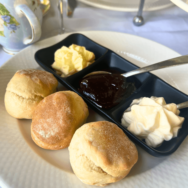 Scones with jam and cream