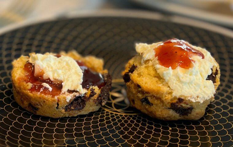 Scones with jam and cream