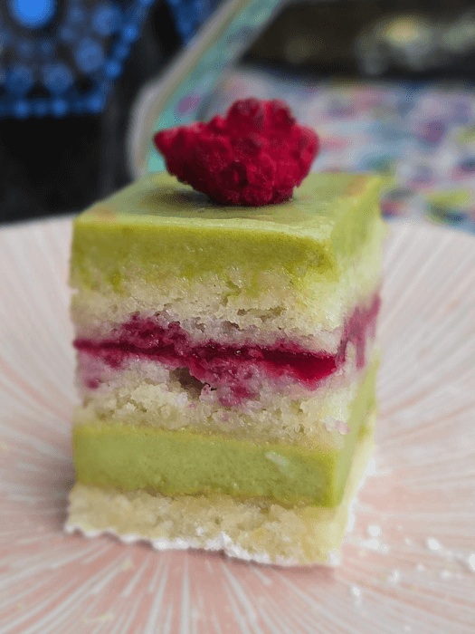 Matcha & Strawberry Opera Cake