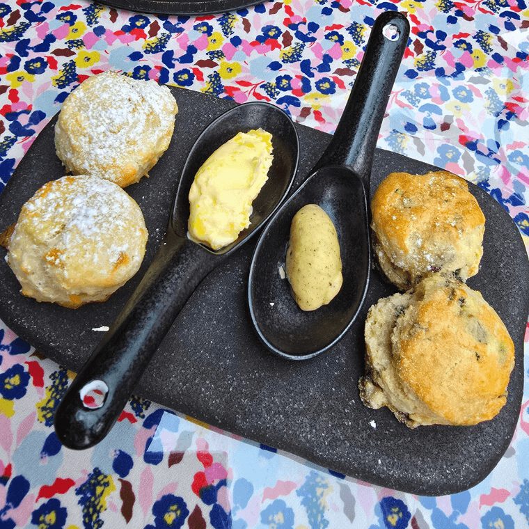 Scones with jam and cream