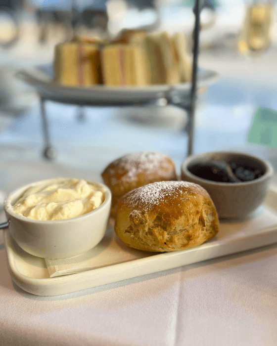 Scones with jam and cream Scones with jam and cream