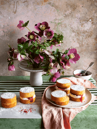 Strawberry & Rhubarb Jam Victoria Sponges Strawberry & Rhubarb Jam Victoria Sponges