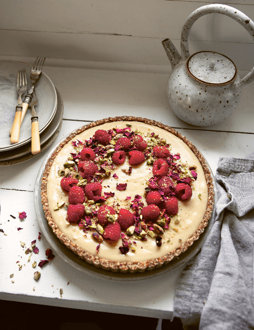 Raspberry & vanilla crème tart with rose spiced crust