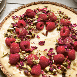 Raspberry & vanilla crème tart with rose spiced crust