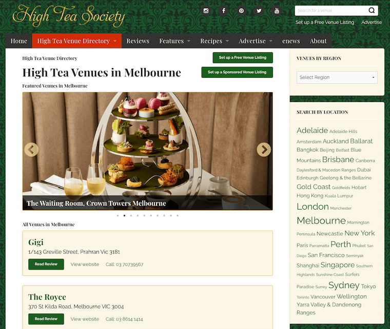 High Tea Society Venue Directory