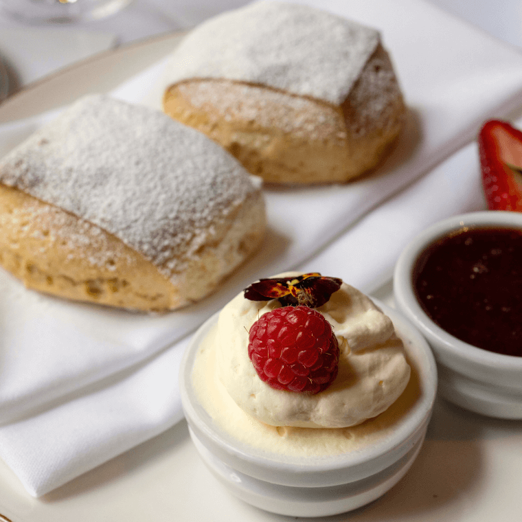 Scones with jam and cream