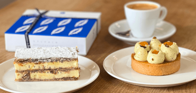 Les Navettes Chocolat, Mille-Feuille & Apricot and Pistachio Tart