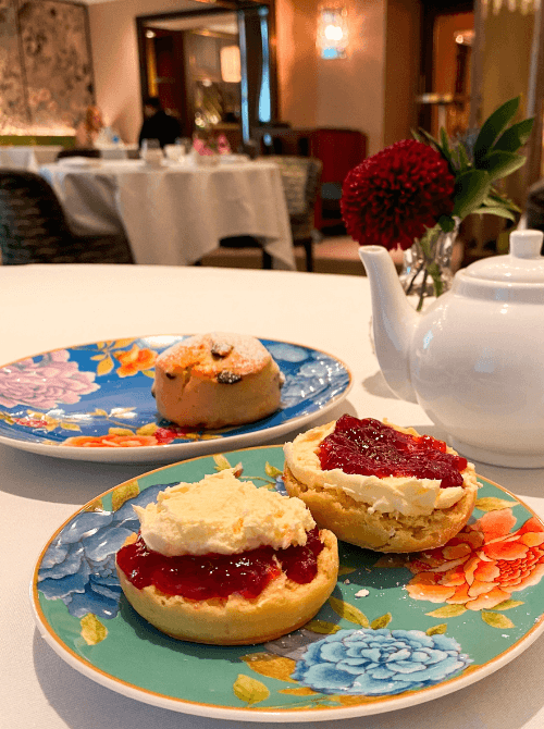 Scones with clotted cream and strawberry jam